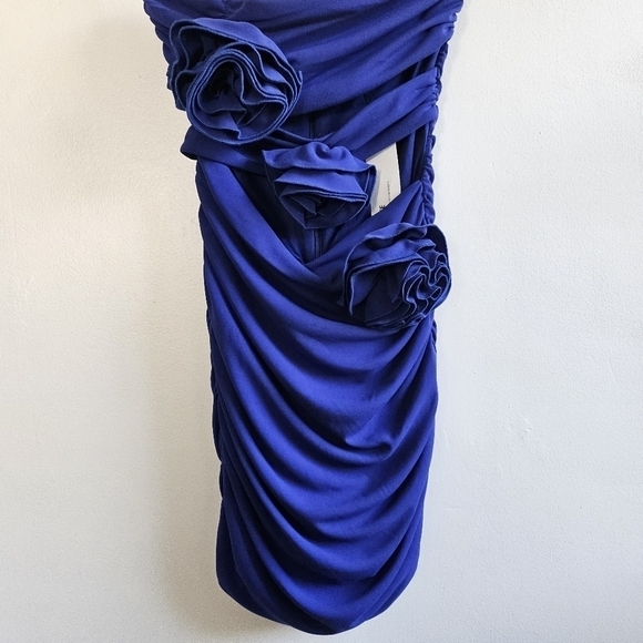 New Zara Floral Rosette Cut Out Bluish Mini Dress Blogger Favorite Small - Picture 14 of 17